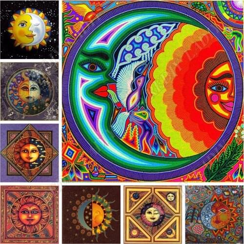 Full Square / Round Diamond Embroidery Mandala Sun Moon Crystal Mosaic Pattern Painting Rhinestones Cross Stitch Hobby & Crafts
