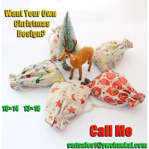 2020 Christmas Gift Organizer Pouches Party Decoration Sachet Santa Kids Toy Storage Bag 10Pcs/Lot 10x14 13x18 Can Print Logo