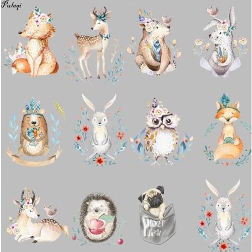 Cute Animal Patches For Kids Clothing Heat Transfers Pacthes DIY Brid Rabbit Stripe Patches Appliques For Clothes Appliques