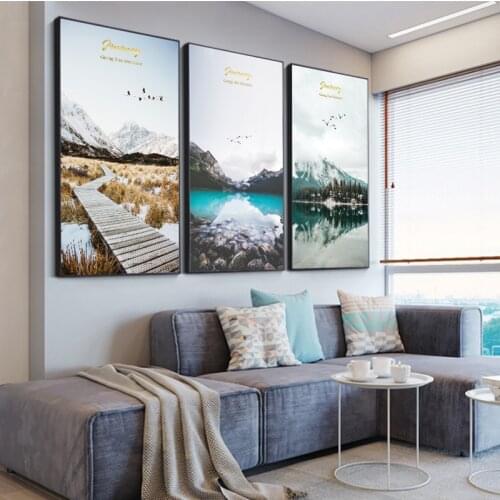 Scandinavian Nordic Boat Lake Canvas Poster Print Nature Landscape Wall Art Paintings Modern Pictures for Living Room Home Decor