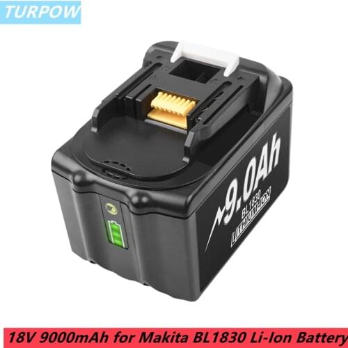 Turpow 18V 9.0Ah Li-Ion Rechargeable Battery with Indicator Replacement for Makita BL1830 BL1830B BL1840 BL1840B BL1850 BL1850B