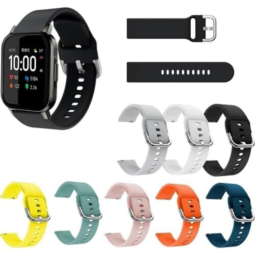 Watch Replacement Strap For Haylou Watch LS02 Series 20mm Solid Color Vibrant Silicone Strap Fashion