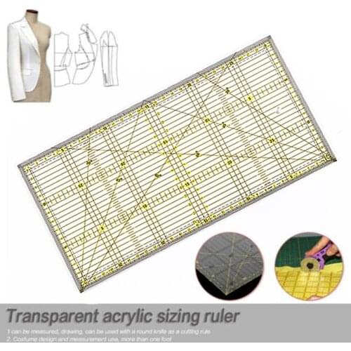 1pcs Multi-purpose Office & School Supplies Aligned Ruler DIY Garment Design Grid Cutting Craft Scale Rule Drawing Tools Ruler