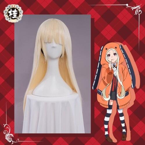 UWOWO Anime Kakegurui Yomoduki Runa Cosplay Wig 70cm Creamy Golden Long Hair Wig