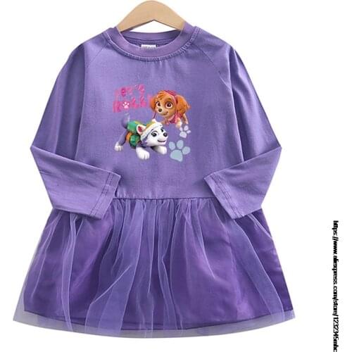 Girls Spring Dress Kids Clothes Paw Patrol Baby Dresses With Mesh Lace Ruched Childrens Princess Party Cartoon Clothing toys