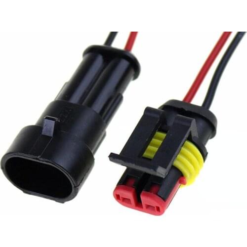 1 Kit 2 Pin 2 Way Automobile waterproof connector, AMP plug, socket, male and female waterproof connector, wire connector