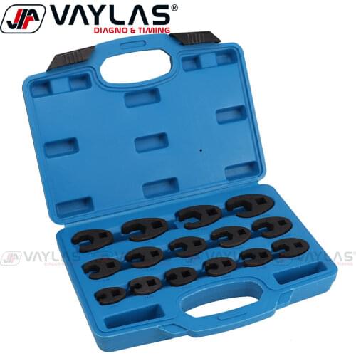 15Pcs Tubing Wrench Tools Set Crowfoot Hex Wrench 1/2"&3/8" 10-24mm Open Joint Universal Tubing Torque Wrench U-shaped Joint