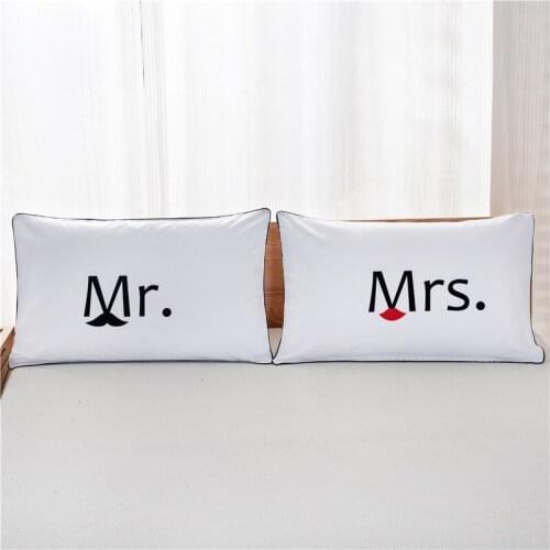 Cute Cartoon Mouse Pillow Case White Couple Lovers Gift Pillow Throw Pillowcases Home Beddroom Two Pair Pillows Bedding Set 2pcs