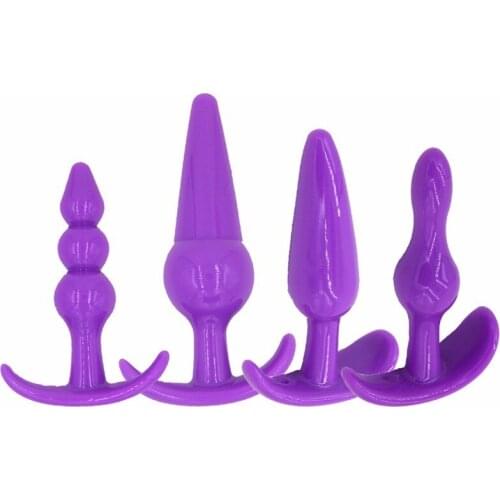4pcs/set Silicone Anal Plug Prostate Massager Butt Plug Anal Beads Clitoris Stimulator Anal Sex Toys for Woman Men Gay