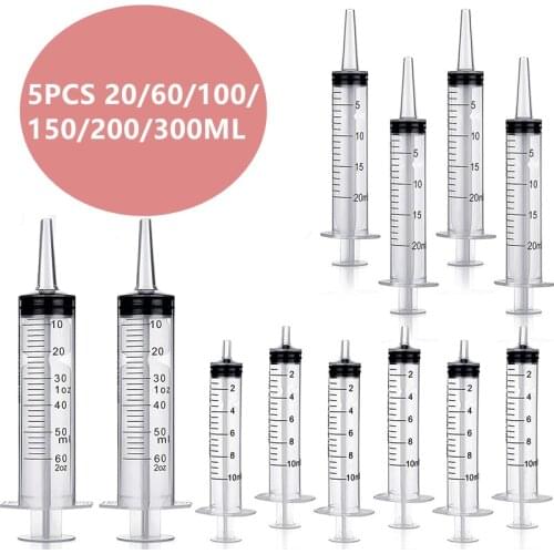 5PCS 20-300ML Pets Cat Feeders Large Plastic Syringe Hydroponics Analyze Water Milk Syringe Tools Dog Cat Nutrients Feeder