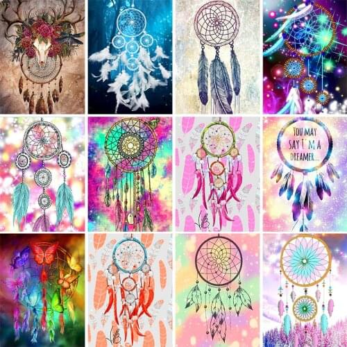 5D DIY Diamond Painting Dream Catcher Cross Stitch Kit Full Square/Round Diamond Embroidery Mosaic Rhinestone Decoration Gift