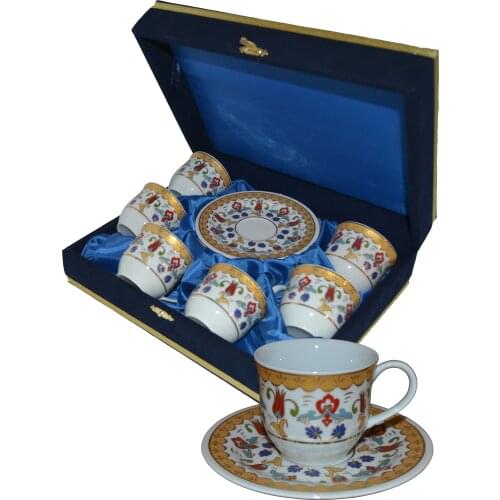 6x2 Gold Gilded Porcelain Luxury Turkish Coffee Cup Set, Coffee ware , Mug