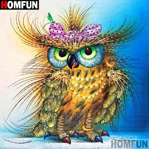 HOMFUN DIY 5D Diamond Painting "Animal owl" Full Diamond Embroidery Sale Picture Of Rhinestones For Festival Gifts A27274