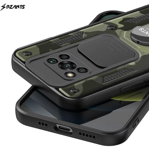 Rzants For Xiaomi POCO X3 NFC POCO X3 PRO Case ase [Jungle tank] Camouflage Lens Proetction Ring Stand Cover For Boys Man