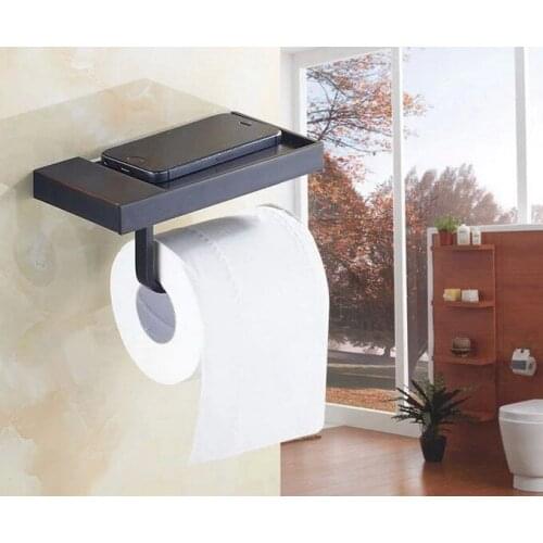 Black Oil Rubbed Brass Square Wall Mounted Bathroom Toilet Paper Roll Holder Shelf Bathroom Accessory mba195