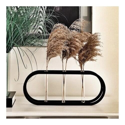 Decorative Metal Plant Holder Modernl Vintage Vase Oval 3-Eyed Black 16CM X 40 CM Living Room Decoration office Home Decor