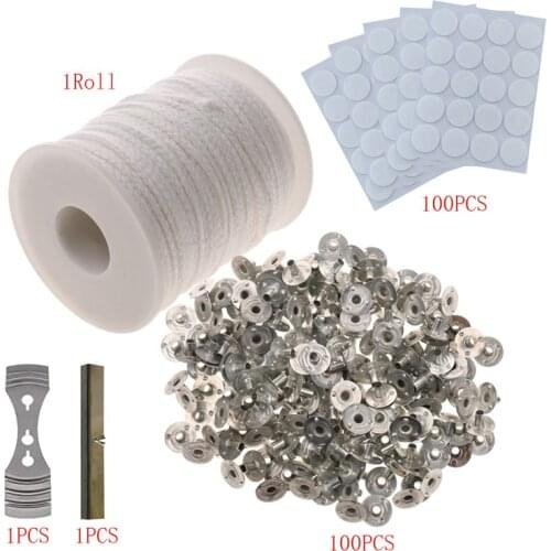 Candle Wicks 200 Foot Spool Braid Metal Centering Device Stickers Pre Waxed Non-Smoke Beeswax Wicks for Candle Making DIY