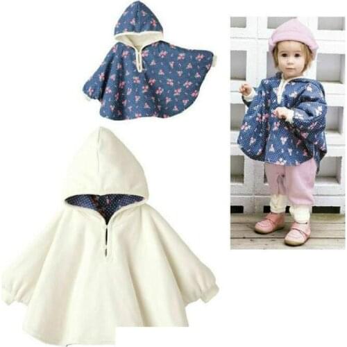 Fleece Baby Coat Babe Cloak Two-sided Outwear Floral Baby Poncho Cape Infant Baby Coat Childrens Clothing Toddler Girl Clothes