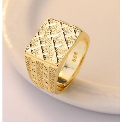 Gold Color Men Finger Ring Male Jewelry Luxury Resizeable Male Rings Frosted Open Adjustable Size Rings