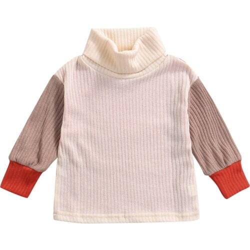 2021 2-7Y Kids Baby Girls Turtleneck Sweater Winter Fall Fashion New Patch Long Sleeve Knitted Top Pullovers