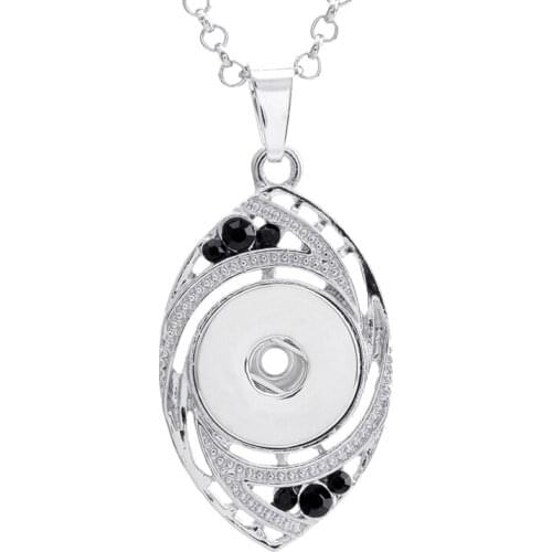 Trendy Rhinestone pendant snap necklace 60cm keychain fit 18MM snap buttons Fashion jewelry DIY accessories XL0016