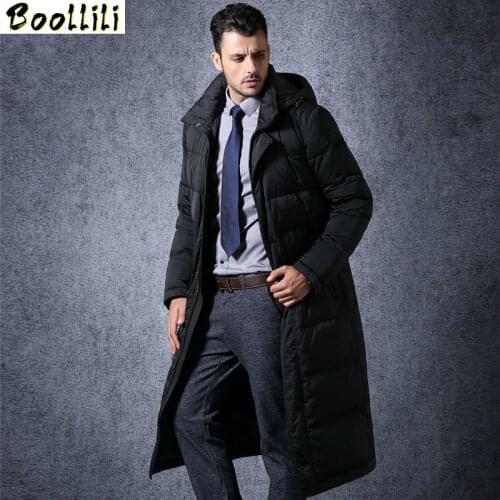 Boollili Mens Long Duck Down Jacket Men Winter Coat Plus Size Thick Business British Coats Male Parka Casaco Masculino