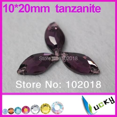 2014 New!Freeshipping 112pcs 10*20mm sew on rhinestones number 3073# Tanzanite strass crystal beads Mermaid for wedding dress