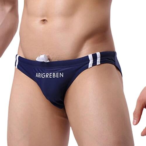 5 Colors Men Triangle Swimming Trunks Male Summer Breathable Simple Style Letter Pattern Bathing Slips Sexy Low Waist Underwear