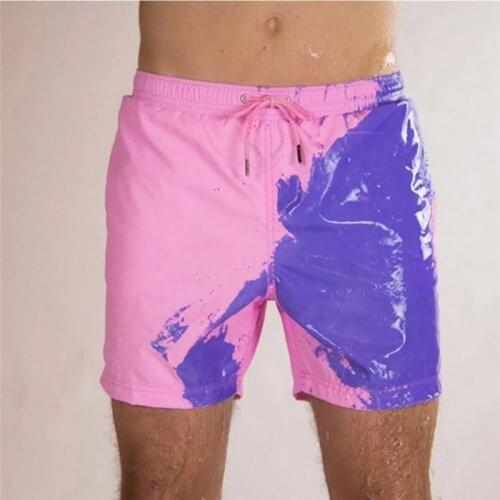 Mens Color-Changing Beach Pants With Water Discoloration Shorts Summer Men Temperature-Sensitive Swim Trunks Shorts