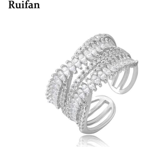 Ruifan High Quality Cubic Zirconia Real Silver 925 Ring Statement Twining Open Rings for Women Fine Jewelry Accessories YRI006