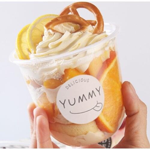 50pcs Net Red U Shape Juice Cup Cold Drinks Plastic Cups Disposable Cake Dessert Cup Fruit Ice Cream Pudding Empty Cup With Lid