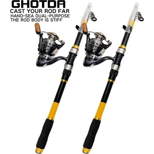 2.1m-3.6m Telescopic Fishing Rod Reels Combos Fishing Reel Pole Sets Kit For Travel Fishing Tackle