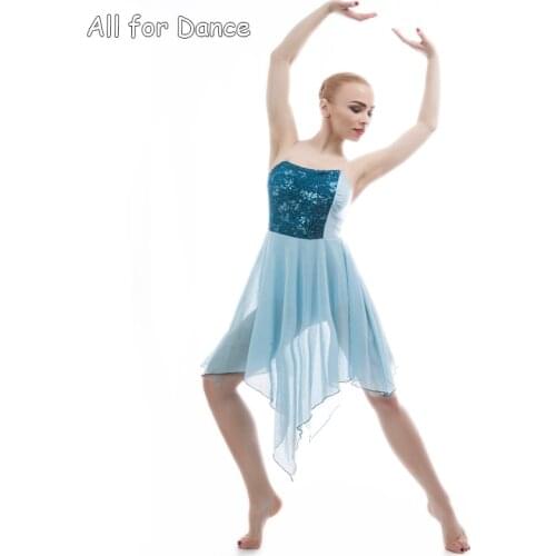 Dark Blue Sequin Bodice Ballet Dance Dress For Adult/Girl Ballet Stage Performance Contemporary/Lyrical Ballet Dance Dress