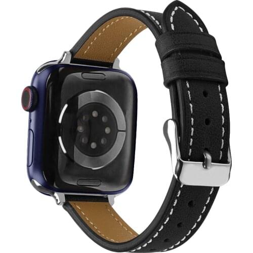 Genuine Leather Slim watchband 14mm for apple watch 6 5 44mm 40/38mm 42mm Bracelet Strap iwatch 4 3 2 1 Replacenent accessories