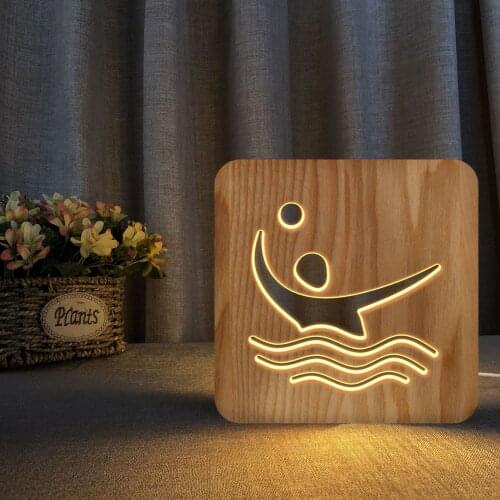 Water volleyball modeling solid wood table lamp wood lamp creative daily use cute lamp night light bedroom decor