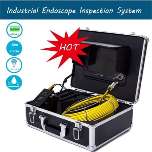 9" Waterproof Industrial Endoscope Inspection System 20m 23mm Pipe Inspection 1000 TVL Video Camera With 12pcs Adjustable LED