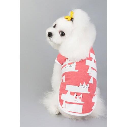 Dogs Cat Vests Clothes For Small Breeds Sleeveless Cartoon Print Puppy Summer Clothing Suitable French Medium Bulldog Chihuahua