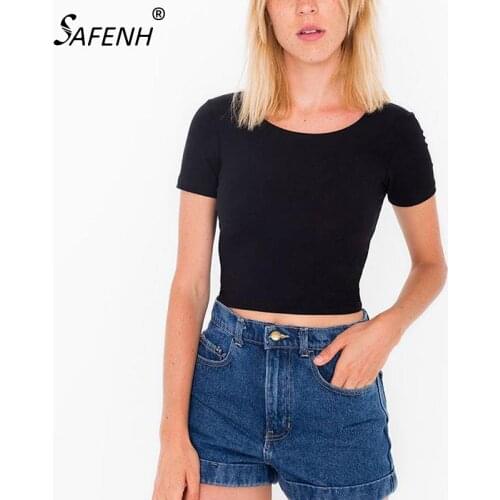 1PCS Summer Style Short Sleeve T-Shirt Women Sexy U Neck Navel-baring Crop Top Fashion Basic Tees