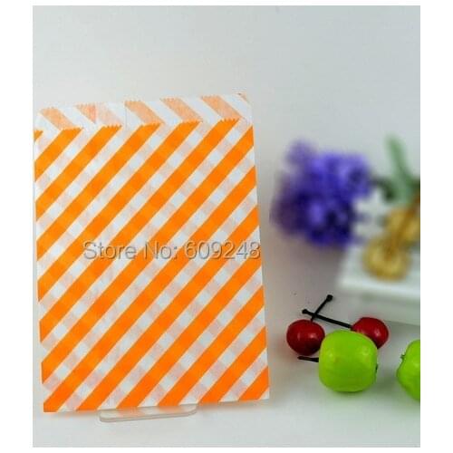 100pcs Mixed Colors Orange Striped Party Paper Goodie Bags,3 Days Delivery on Orders over $100