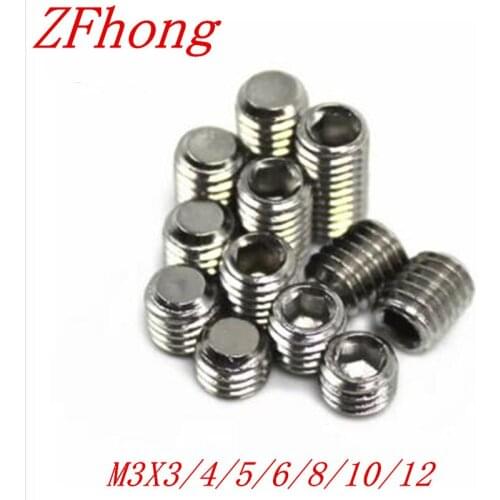 200PCS DIN913 M3*3/4/5/6/8/10 Stainless steel flat end point hex socket set grub screw