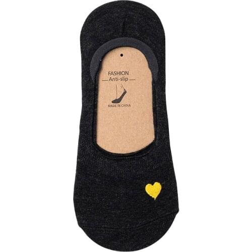5 pairs Summer cotton womens boat socks embroidery love logo womens boat socks silicone non-slip invisible Women socks