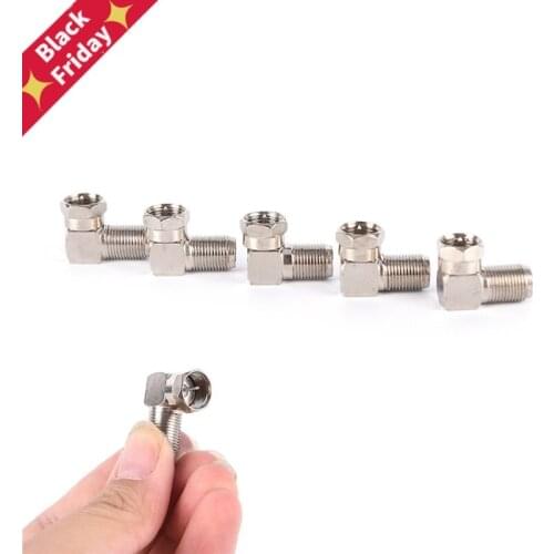 5Pcs 90 Degree Right Angled TV Aerial Cable Connector RF Coaxial F Female Socket to TV Male Plug Coaxial Connector