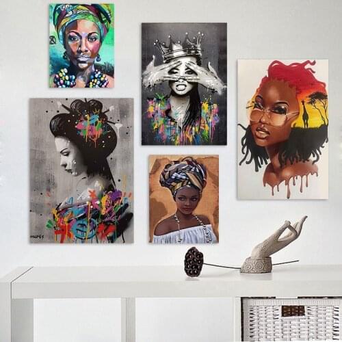 African Beauty Graffiti Art Creative Decorative Canvas Painting Wall Poster For Living Room Decoration Home Decor