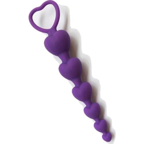 Anal Plug 6-heart Ball Stick Silicone Beaded Anal Sex Toy G-spot Stimulation Adult Toy Butt Plug Couple Sex Products