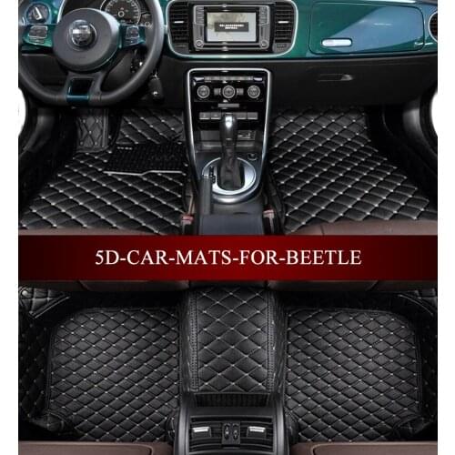 Leather car mats for Volkswagen Beetle hatchback convertible R-line Hybrid custom fit all weather carpet floor foot mats