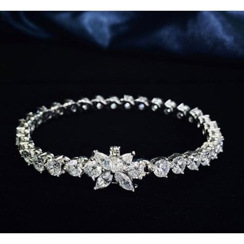Bowknot Chain Bracelet Full Dimond for Women Girl Cute Luxury
