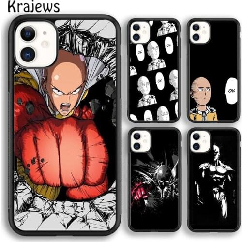 Krajews Anime One Punch Man Saitama Phone Case Cover For iPhone 5s SE 2020 6s 7 8 plus X XS XR 11 12 mini pro max coque Shell