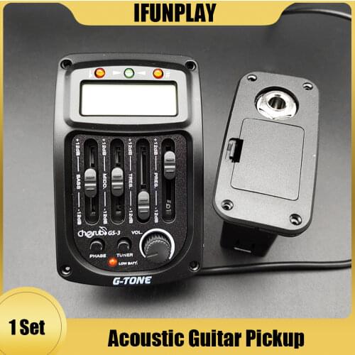 Cherub GS-3 Acoustic Gutiar Preamp 4-Band EQ Equalizer Guitar Piezo Pickup Amplifier with Tuner and Phase Function LCD Display