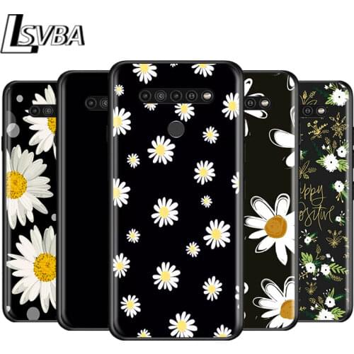 Flowers Daisy for LG G8 G8S G8X V30 V35 V40 V50 V60 ThinQ Q60 K40 K50 K30 K41 K51 K61 K71 K22 Black Phone Case