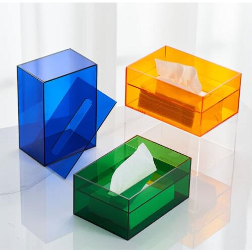 Acrylic Transparent Tissue Boxes Paper Rangement Container Organizer Napkin Holder Home Office Storage Living Room Accessories